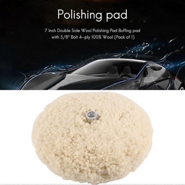 7 inch Double Sided Wool Polishing Pad with 5/8\" Bolt Wool (1-Pack)