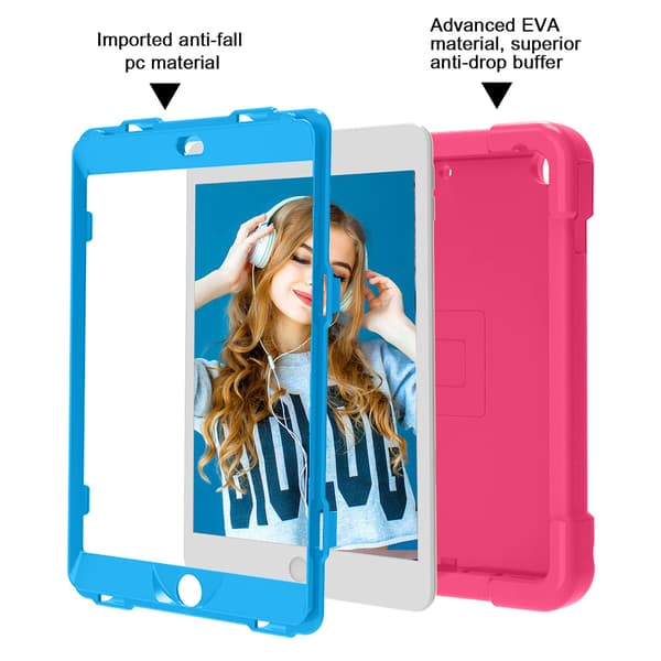 Børnecover, roterbart stativ, iPad 10.2/Pro 10.5/Air 3, pink/blå