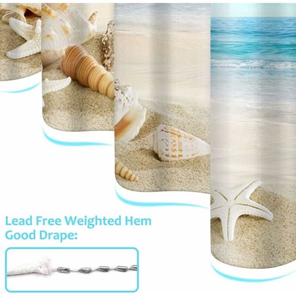 Waterproof Shower Curtain for Beach with Elegant Pattern, Anti-Mildew, 200x240 cm