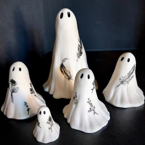 7 stk Halloween-dekorasjon Spøkelsespynt Mini Halloween Harpiks-pynt