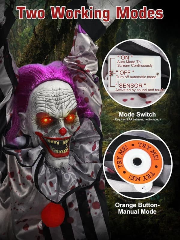 Halloween Decoration - Hanging Ghost & Pumpkin, Battery-Powered with Vibration, Sound & Light, Creates Spooky Haunted House Atmosphere