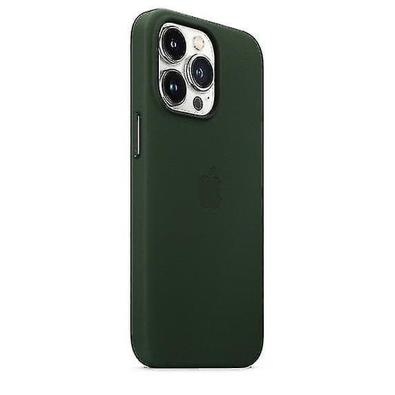 Mobildeksel i lær egnet for iPhone 13 Pro, med Magsafe-funksjon, grønn