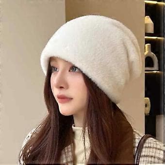 Slouchy Beanie - Double Layer Knitted Winter Hat for Women