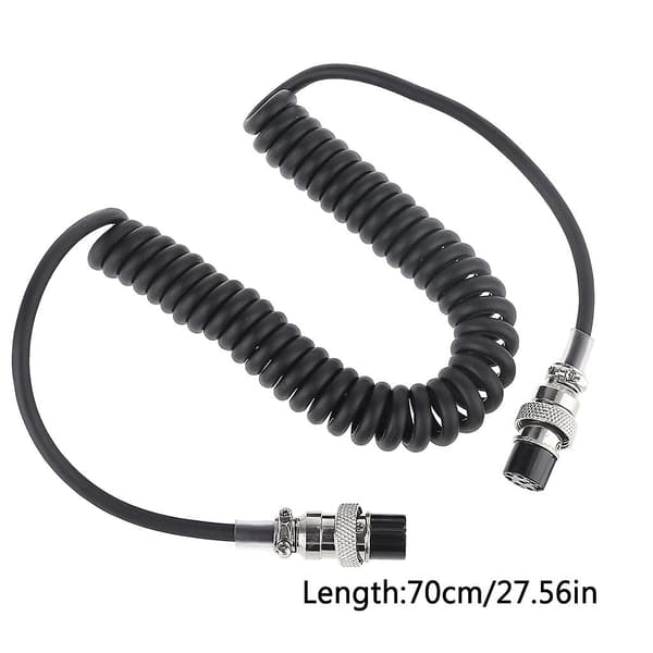 70 cm flyveledningsmikrofonkabel til Kenwood-transceiver MC-60 sort slidstærk