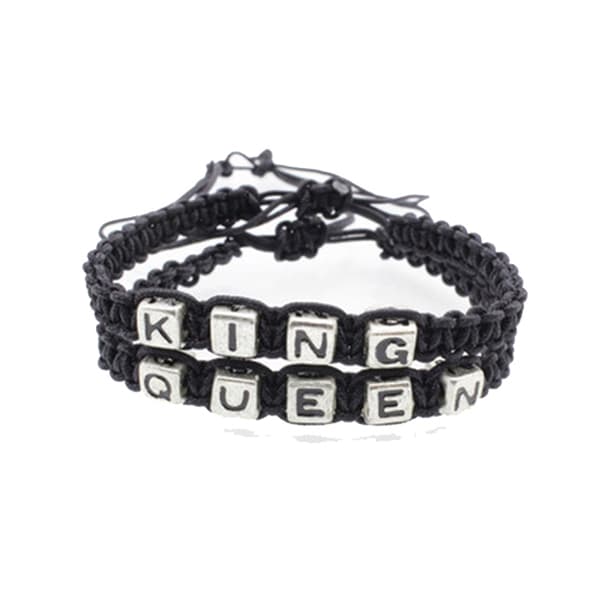 2 kpl King Queen -rannekoru pariskunnille, pari rannekoru musta