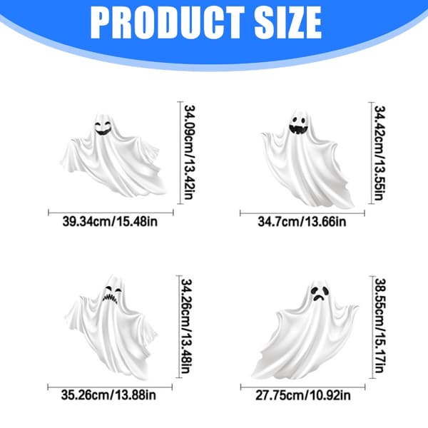 Halloween Ghost Set PVC Stick White For