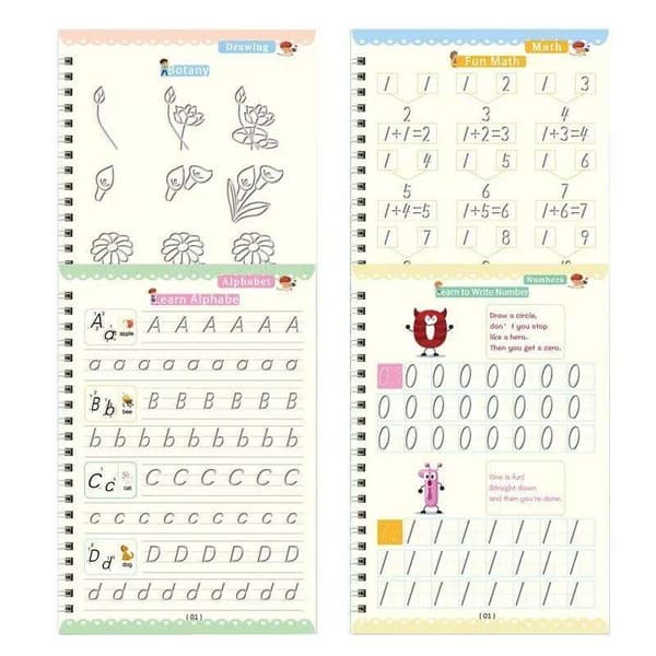 Reusable Writing Practice Book - 4 Pcs in a Set