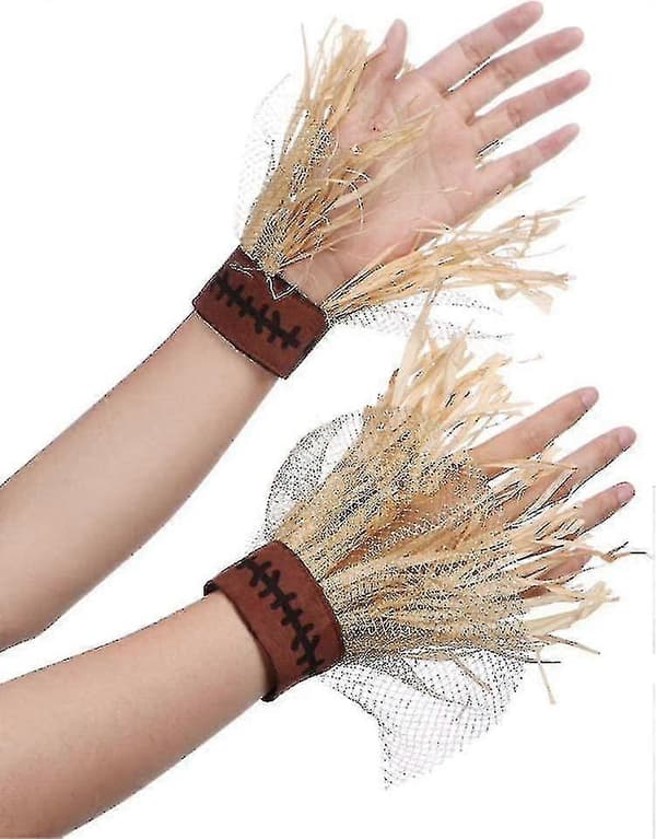 Fugleskræmsel hat, armbånd og halskæde til Halloween cosplay - Sæt med 4 dele