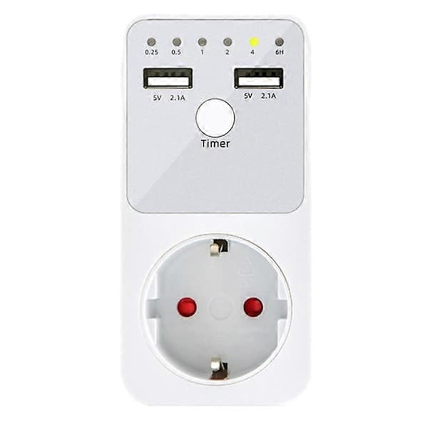 Intelligent Programmerbar Nedtællingstimer Stikkontakt Elektrisk 6H Stikkontakt til USB-interface Switch EU-stik