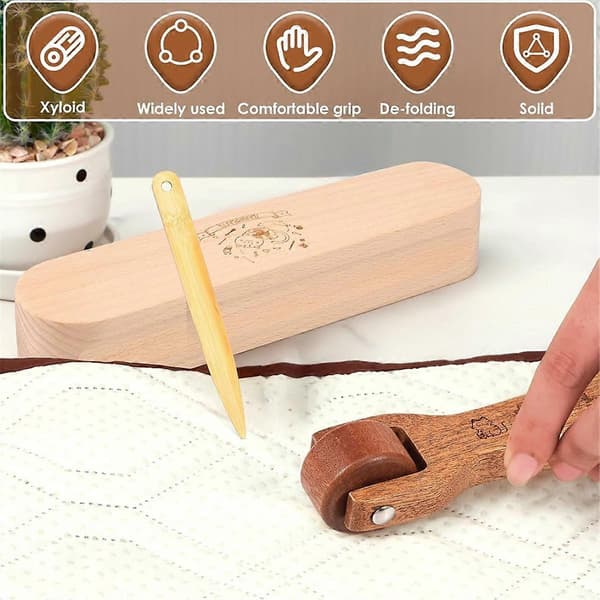 3 Pieces Beechwood Tailor's Clappers, Seam Roller Beech Board Set, Wooden Sewing Quilting Tools, Seam Tool