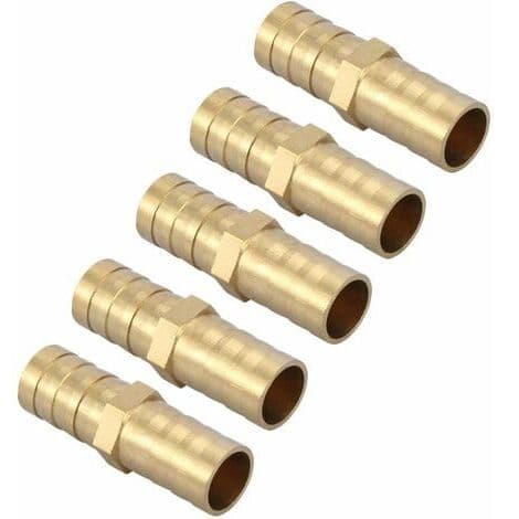 Lige modhageforbindelse, tovejs lige slangeadapter messingrørfitting samlingsrørfitting 10 mm (10 mm 5 stk.)