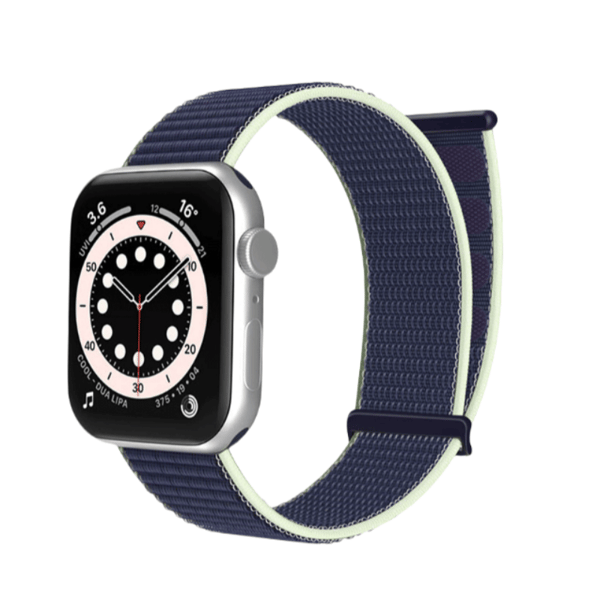 Nylon Loop Strap Compatible with Apple iWatch 38/40/41mm and 42/44/45/49mm with Adjustable Velcro Dark Blue