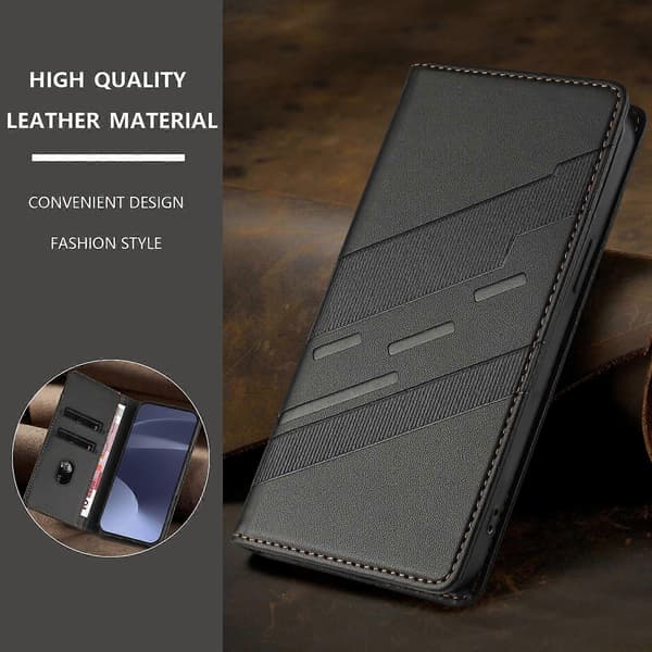 Case for iPhone XR, Soft PU Leather Folio Flip Shockproof Phone Case - Dark Green