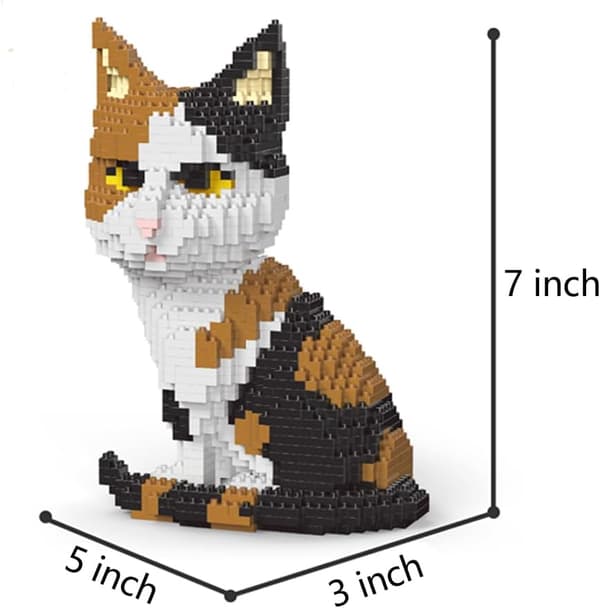 Calico Cat Model Micro Mini Byggklossleksaksset: Påminner om din älskade kattpresent och dekorationsval