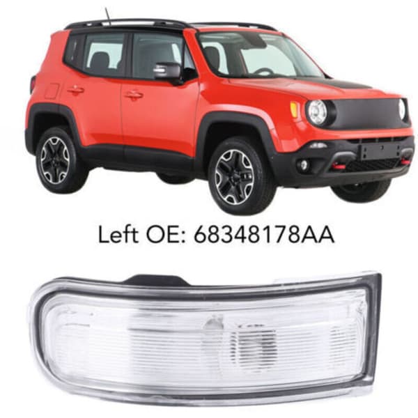 Outer Mirror Indicator Lens Cover, Shockproof Outer Mirror Indicator Housing for Renegade 2016-2021, Left Side (68348178AA)