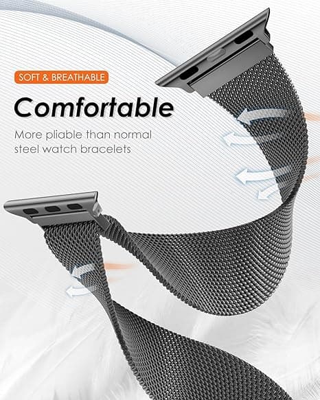 Apple Watch Rem 38mm 40mm 41mm Kompatibelt Magnetbånd til Kvinder og Mænd, Sort Black