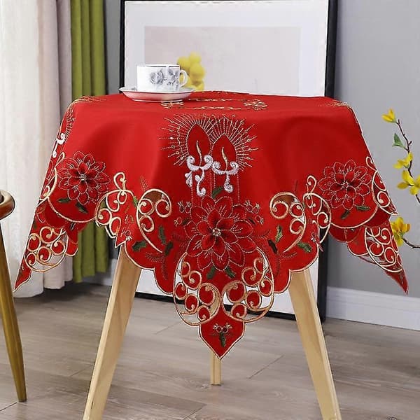 2025 Jul Broderad Bordsduk, Utskuren Rund Bordsduk, för Restaurangmiddagar