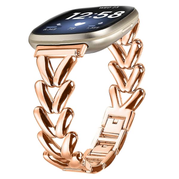 Klokkerem i sinklegering for Fitbit Versa 4/Sense 2 vridd metall erstatningsrem