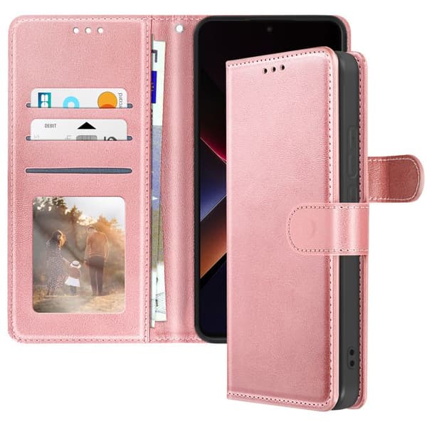 Fodral för Xiaomi Poco X7 Pro - Rosé Champagne - Handledsrem - Videostöd - Plånbok