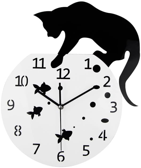Three Goldfish Cat Wall Clock/Cat Wall Clock Living Room Mirror 3D Wall Design