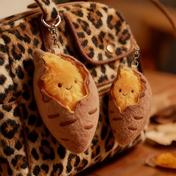Funny e Cartoon Roasted Sweet Potato Keychain Bag Pendant