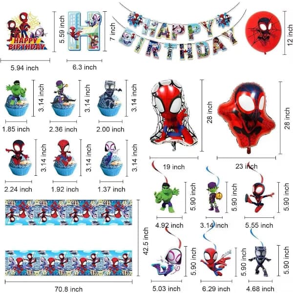 Spiderman Bursdagsfest Dekorasjonssett