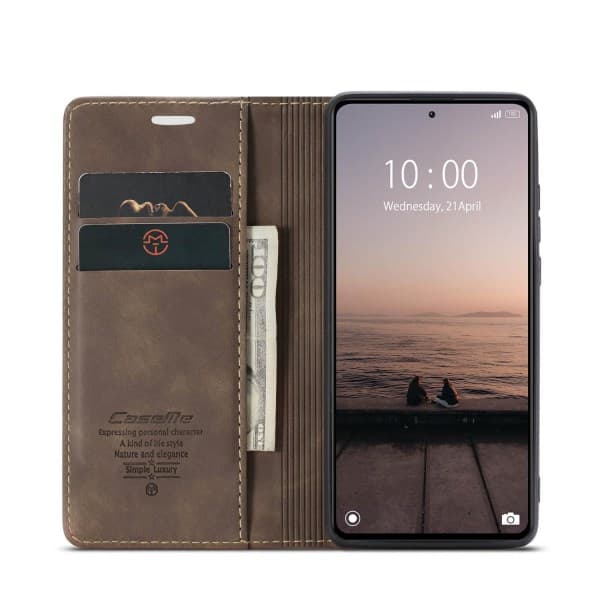 CaseMe Plånboksfodral med Kortfack för Xiaomi Redmi Note 12 Pro 5G Kaffe