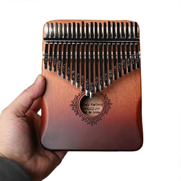 Kalimba tommelfingerklaver 21 tangenter træ begynderinstrument med klar lyd og indgraverede noder