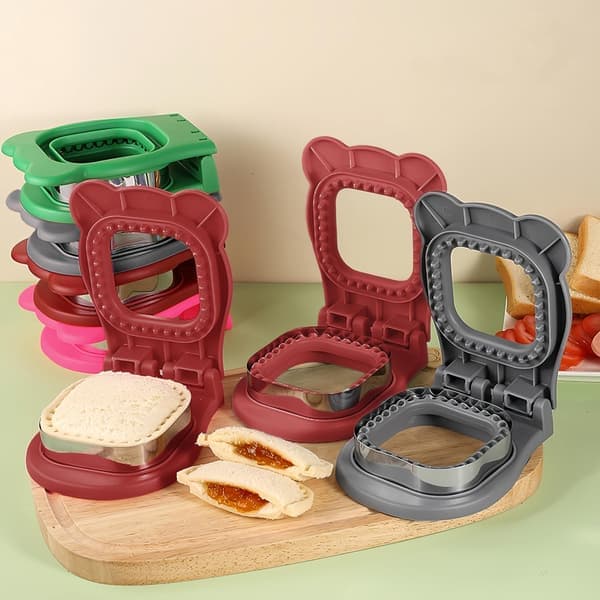 Sandwichkutter og forsegler, sandwichmaker for barnelunsjer, enkel å bruke for skolematbokser og bentobokser - grå
