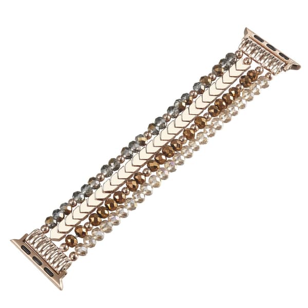 Crystal Multi-Layer Beaded Smartwatch Bracelet – Modular Replacement Strap Compatible with 42/44/45/49mm Watches Brown