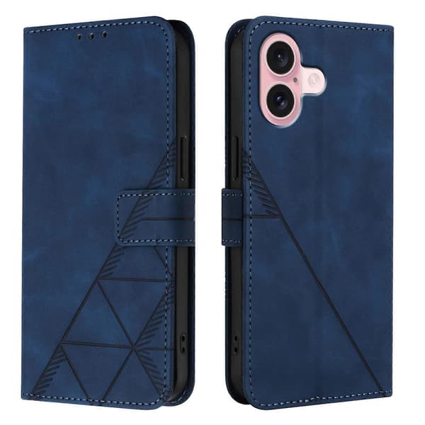 Crossbody 3D-preget flip-skinntelefonveske Blu Blu Blue For iPhone 16