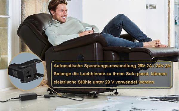 El-recliner Transformer Adapter - AC/DC 29v/24v til Sofa og Stol js EU PLUG