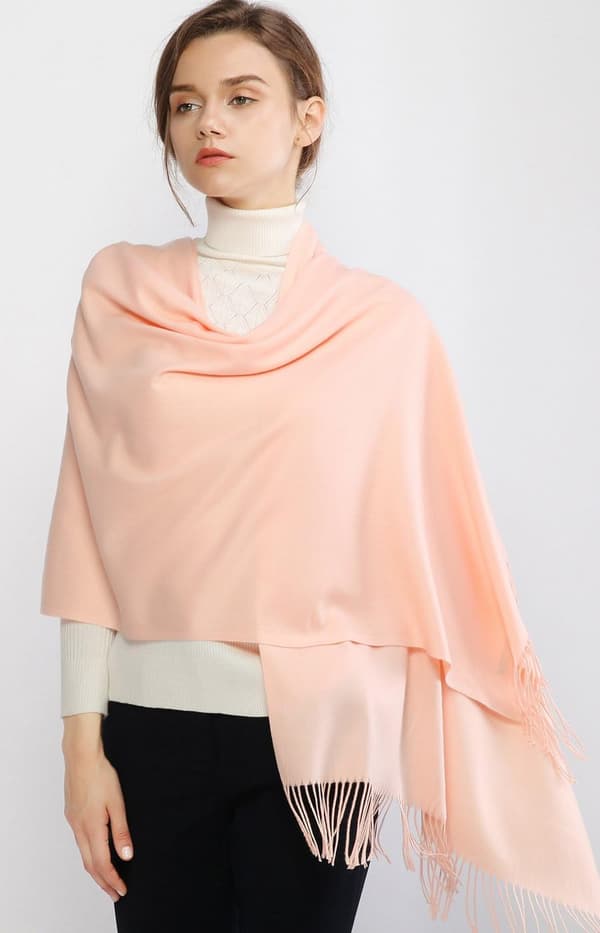 Tørklæder til kvinder Pashmina Sjal og Wraps til bryllup Tørklæder til kvinder Vinter Pink-2