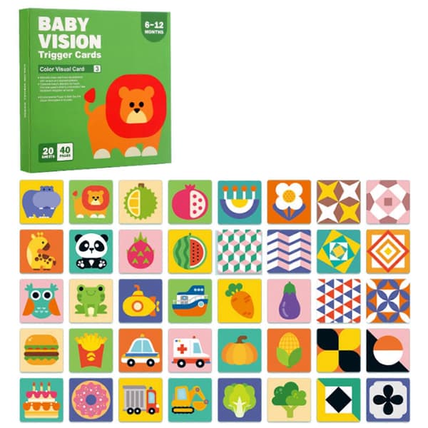 Baby Visual Stimulation Card Black White Visual Stimulation High Contrast Baby Flashcard Black White Card Newborn SET 4 SET 3