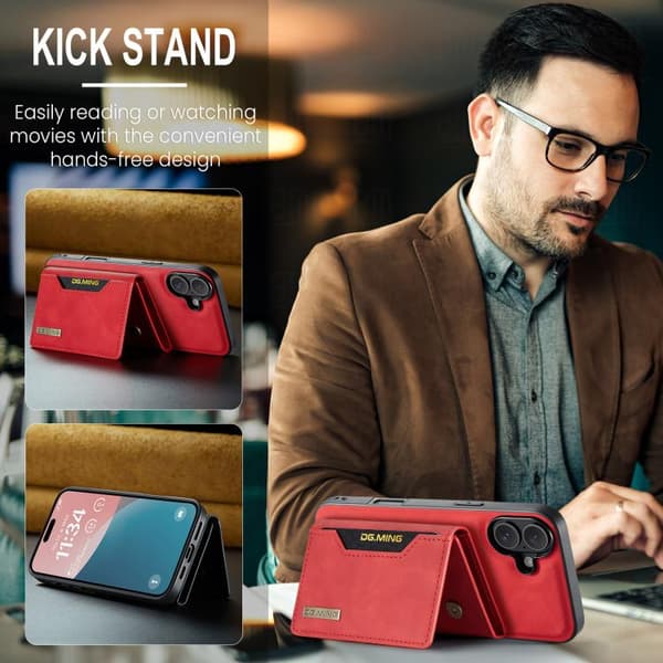 iPhone 17 Case Leather Case DG.MING M2 Series 3-Fold Card Holder