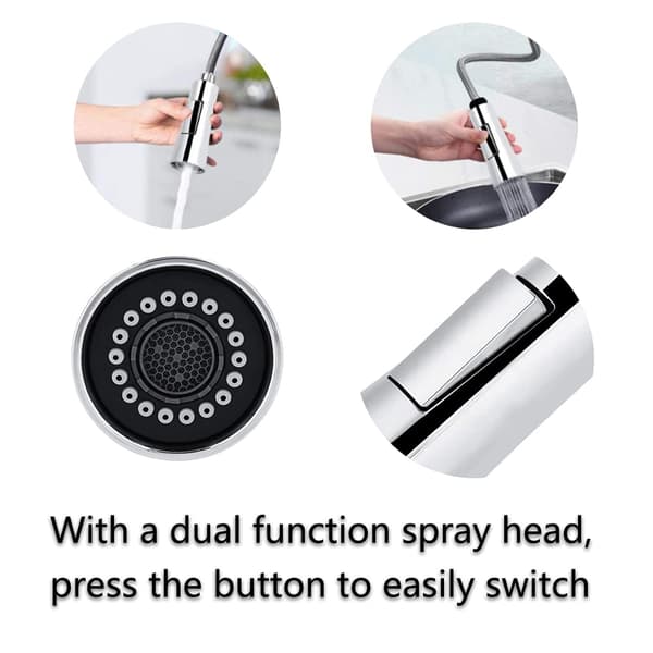 Pull-Out Kitchen Faucet Spray Head 2 Functions Handheld Sprayer, Faucet Aerator Head Replacement Parts Universal G1/2 Replacement