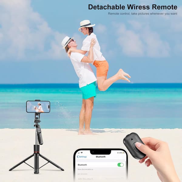67\" Selfie Stick Tripod for iPhone with Remote Control Phone Holder and 1/4\" Screw Extendable Travel Tripod for Mobile Camera