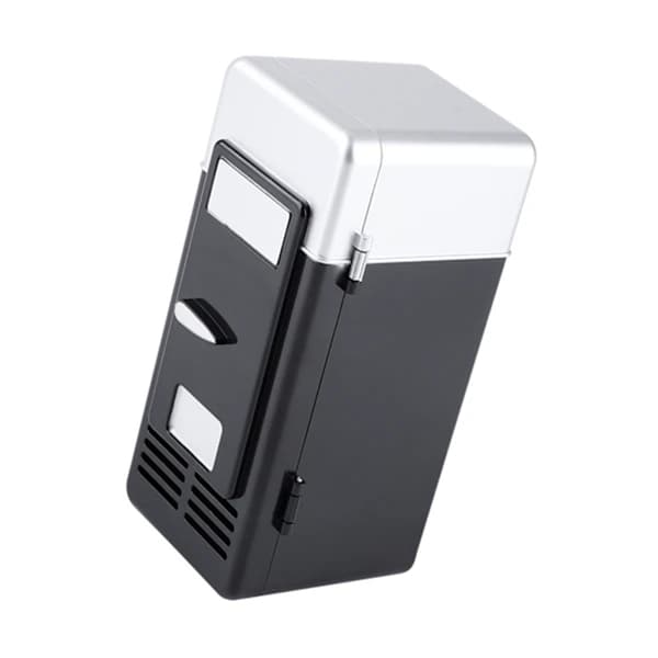 LED Mini USB Refrigerator for Drinks and Cans Black Portable Cooler and Warmer