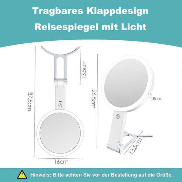 Lollanda Double-Sided Makeup Mirror with LED Light – Magnifying Mirror and Adjustable Lighting for Makeup and Skincare 5X/1X