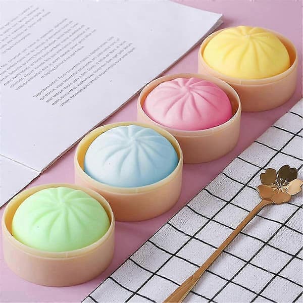 4 stk farverige dumpling-stressbolde, sensorisk fidget-legetøj til stresslindring, klemme-håndlegetøj