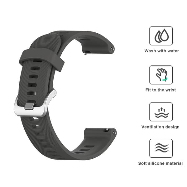 Klokkerem til Garmin Forerunner 245 Silikon Grå Garmin Forerunner 245 20 mm Grå