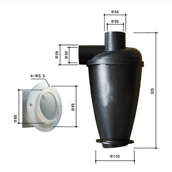 Poseløs syklonstøvsamler SN50T4 50 mm indre diameter tilbehør industriell separatoroppsamler