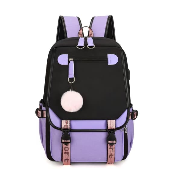 School Bag Large Capacity Backpack Multi-layer Shoulder Bag - Purple