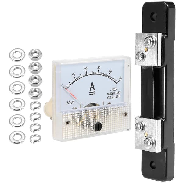 DC 0-50A Analog Amperemeter Strømmåler Panel + 50A 75mV Shuntmotstand