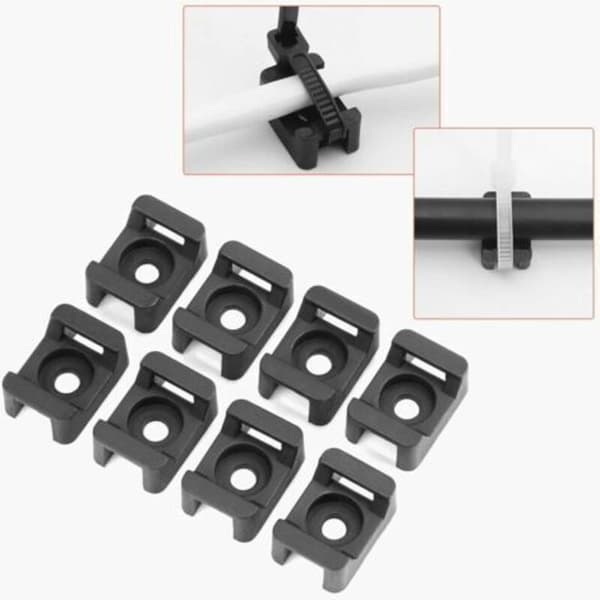 150 stk. sorte kabelbindereholdere, kabelbinderbasebeslag til kabelorganisering, 23 mm x 16