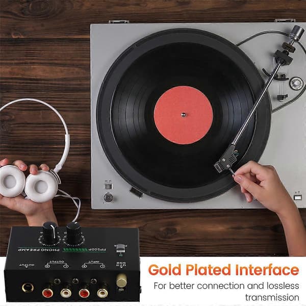 Phono Turntable Preamplifier, Phonograph Preamplifier with RCA Input, TRS Output, for Turntables