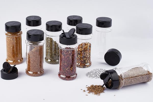 Kryddburkar 14-pack 90 ml Klar Plast Kryddburkar med Strölock