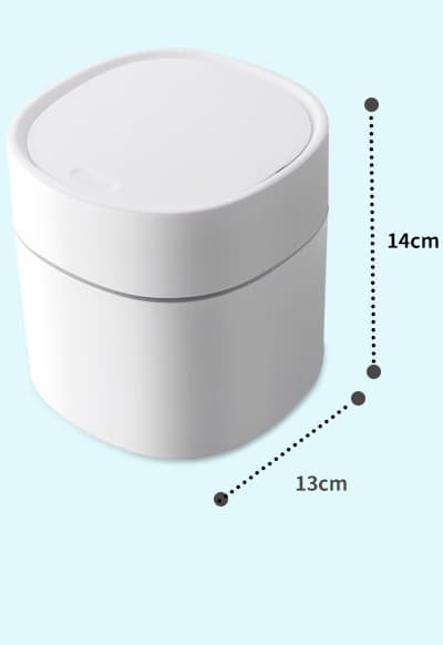 Mini skrivbordsbehållare med lock, liten knopp, vit
