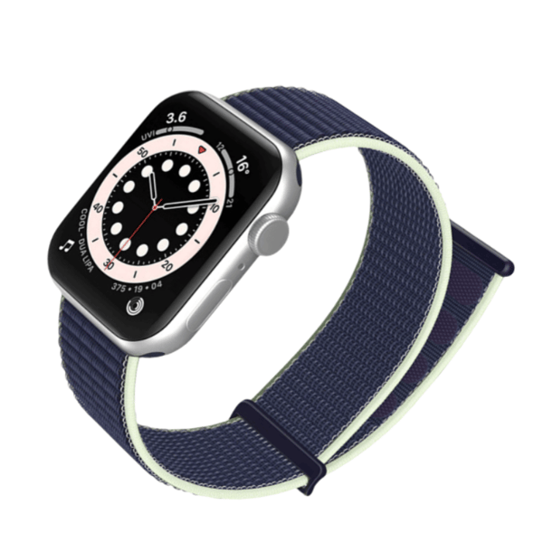 Nylon Loop Strap Compatible with Apple iWatch 38/40/41mm and 42/44/45/49mm with Adjustable Velcro Dark Blue