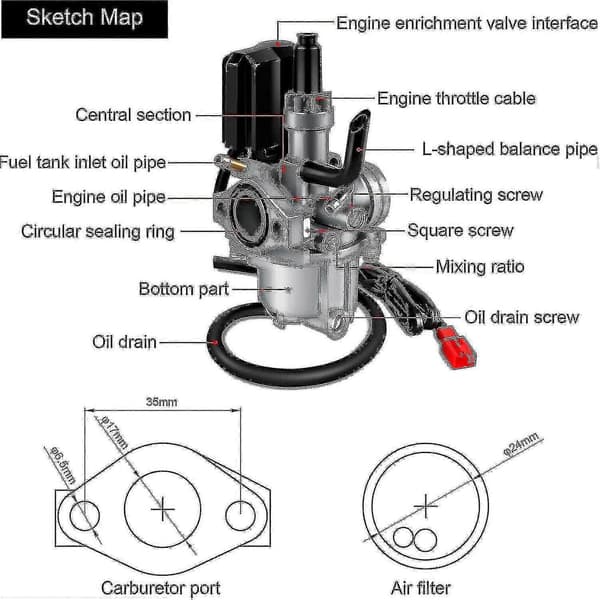 Karburator til motor Karburator til 50cc 2-takts motorcykel